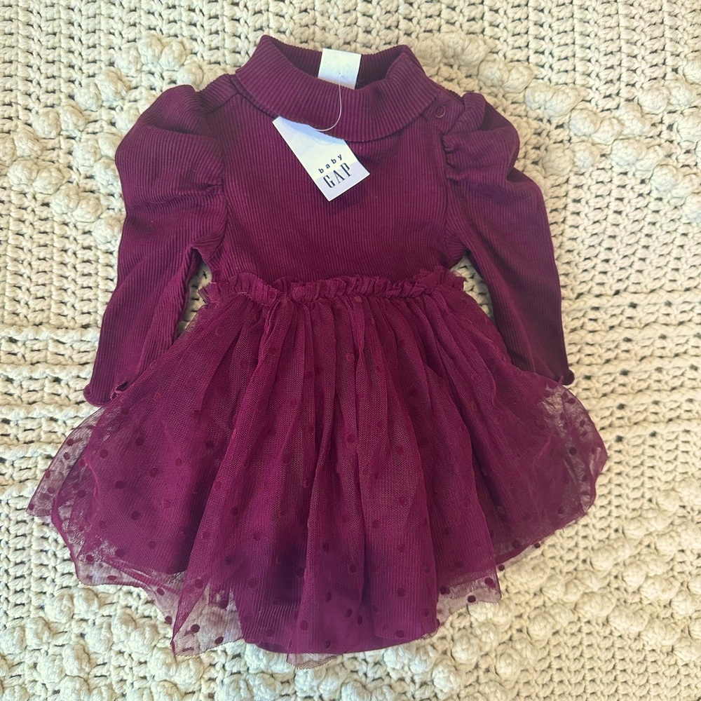 GAP Baby Ribbed Burgundy Dress